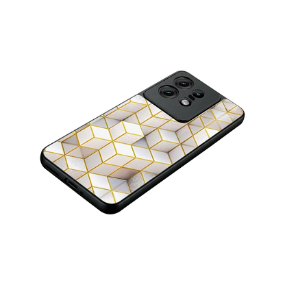 Golden Geometry stylish phone case for motorola edge 50 pro | glossy glass and slim fit