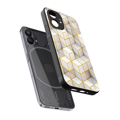 Golden Geometry sleek nothing phone 1 cover with tempered glass back and TPU edges