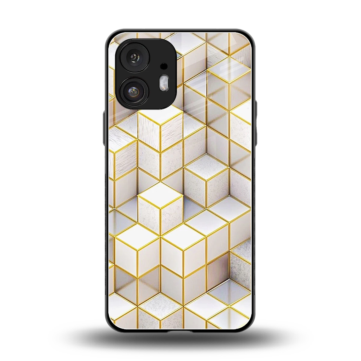 Golden Geometry back phone cover | glass case for nothing phone 2