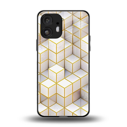 Golden Geometry back phone cover | glass case for nothing phone 2