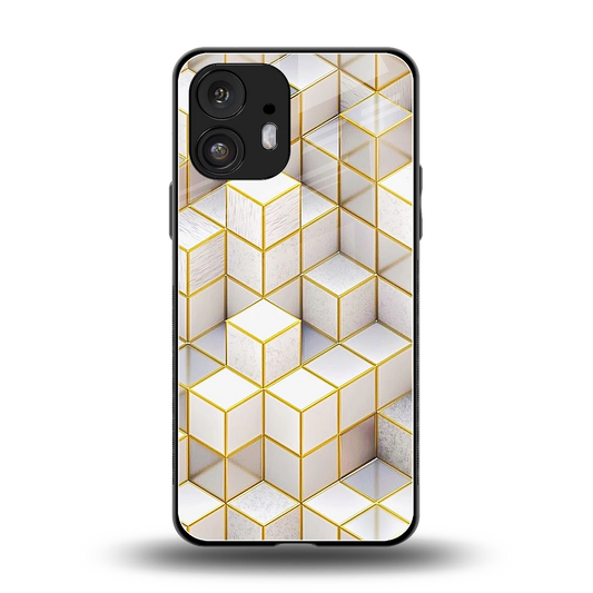 Golden Geometry back phone cover | glass case for nothing phone 2