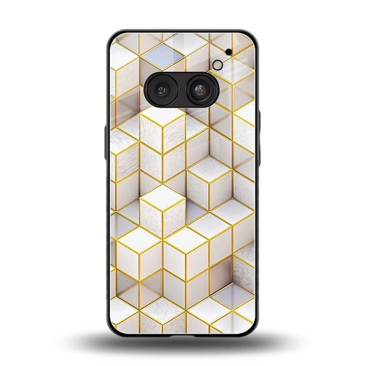 Golden Geometry back phone cover | glass case for nothing phone 2a plus