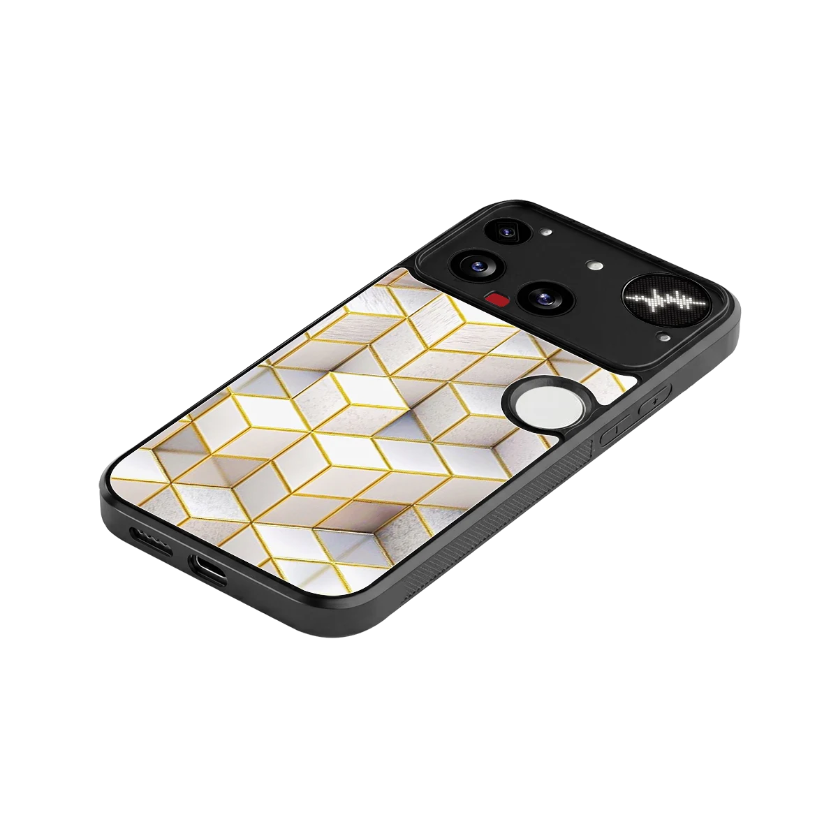 Golden Geometry stylish phone case for nothing phone 3 | glossy glass and slim fit