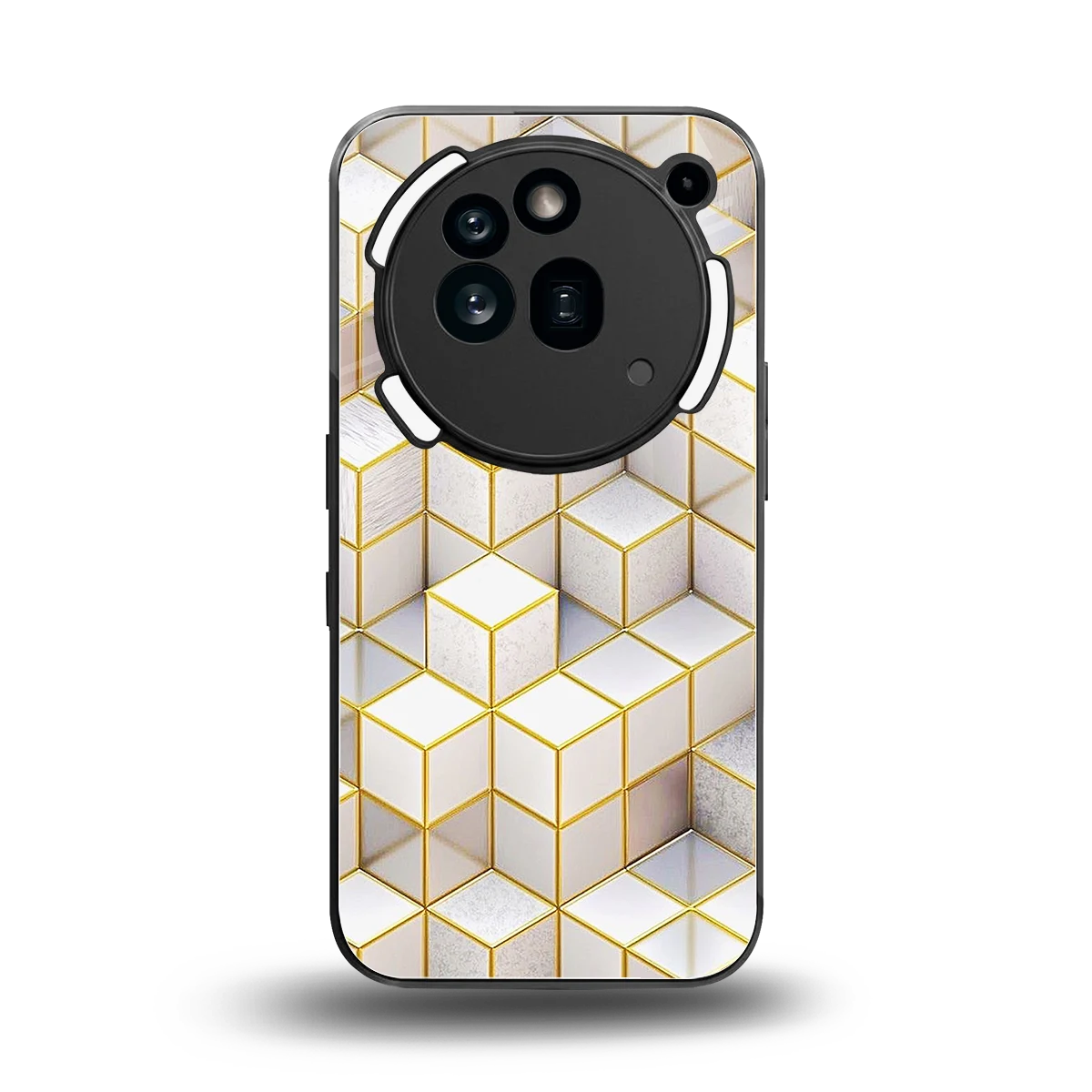 Golden Geometry back phone cover | glass case for nothing phone 3a pro