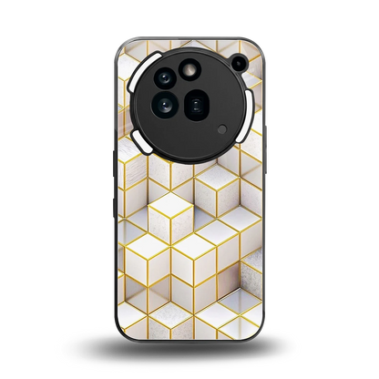 Golden Geometry back phone cover | glass case for nothing phone 3a pro