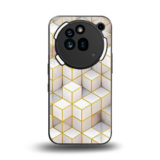Golden Geometry back phone cover | glass case for nothing phone 3a pro