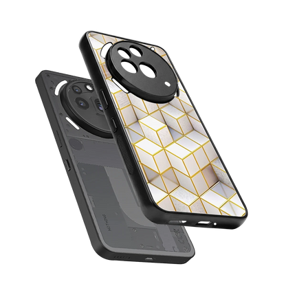 Golden Geometry sleek nothing phone 3a pro cover with tempered glass back and TPU edges