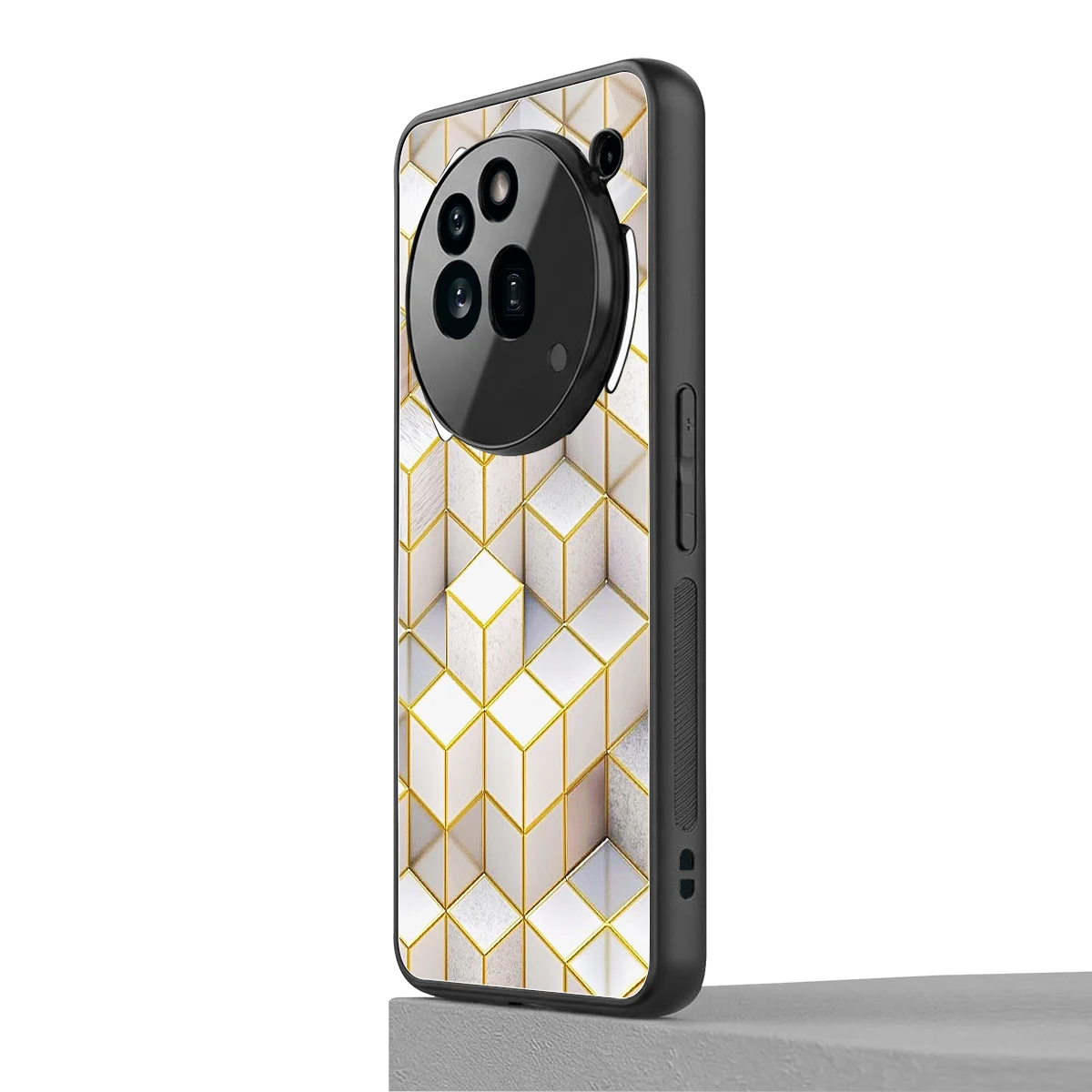 Golden Geometry nothing phone 3a pro mobile cover | shockproof glass phone case