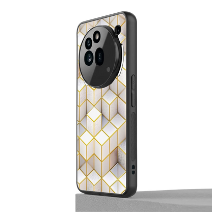 Golden Geometry nothing phone 3a pro mobile cover | shockproof glass phone case