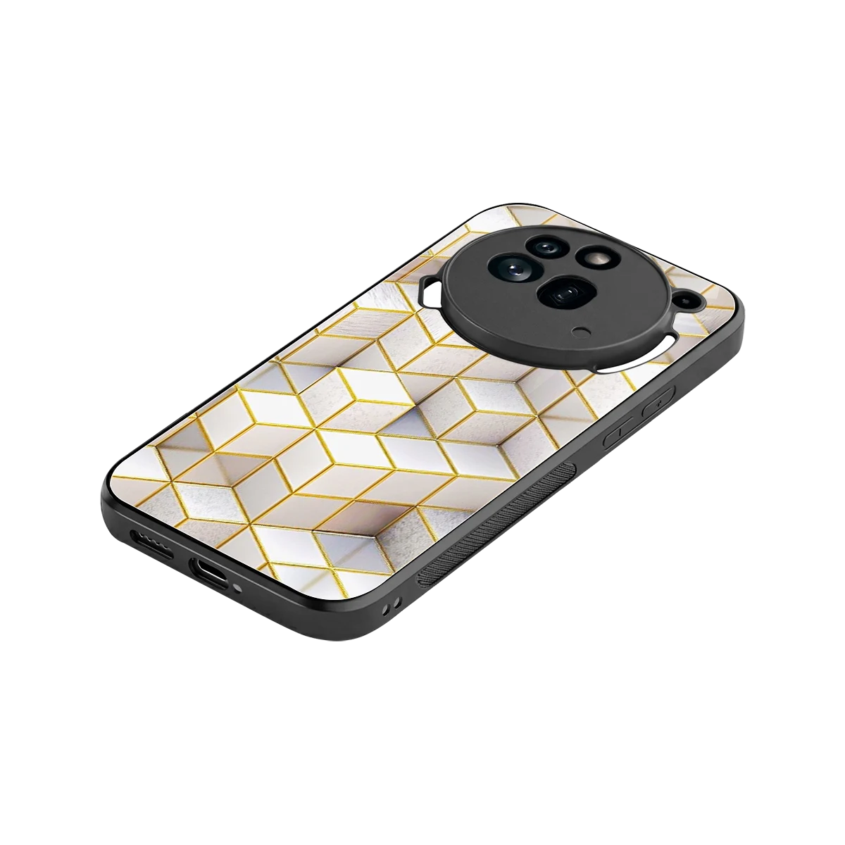 Golden Geometry stylish phone case for nothing phone 3a pro | glossy glass and slim fit