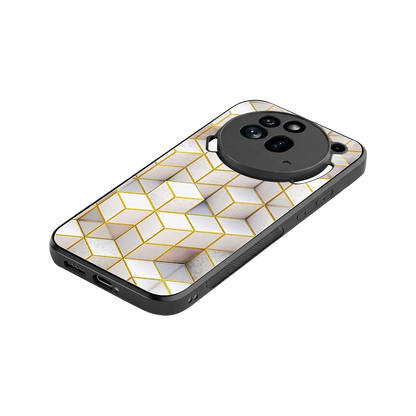 Golden Geometry stylish phone case for nothing phone 3a pro | glossy glass and slim fit