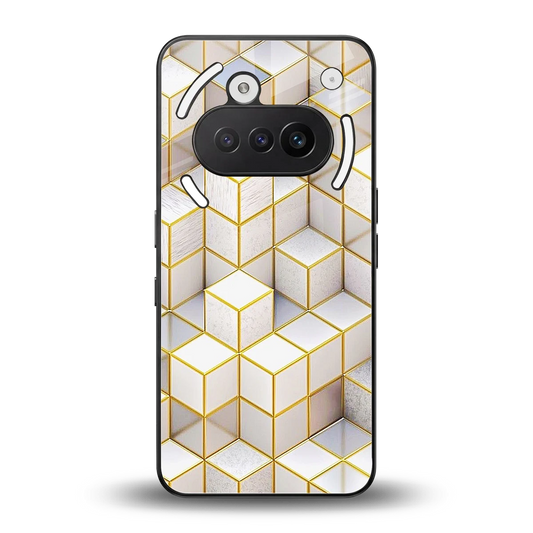 Golden Geometry back phone cover | glass case for nothing phone 3a