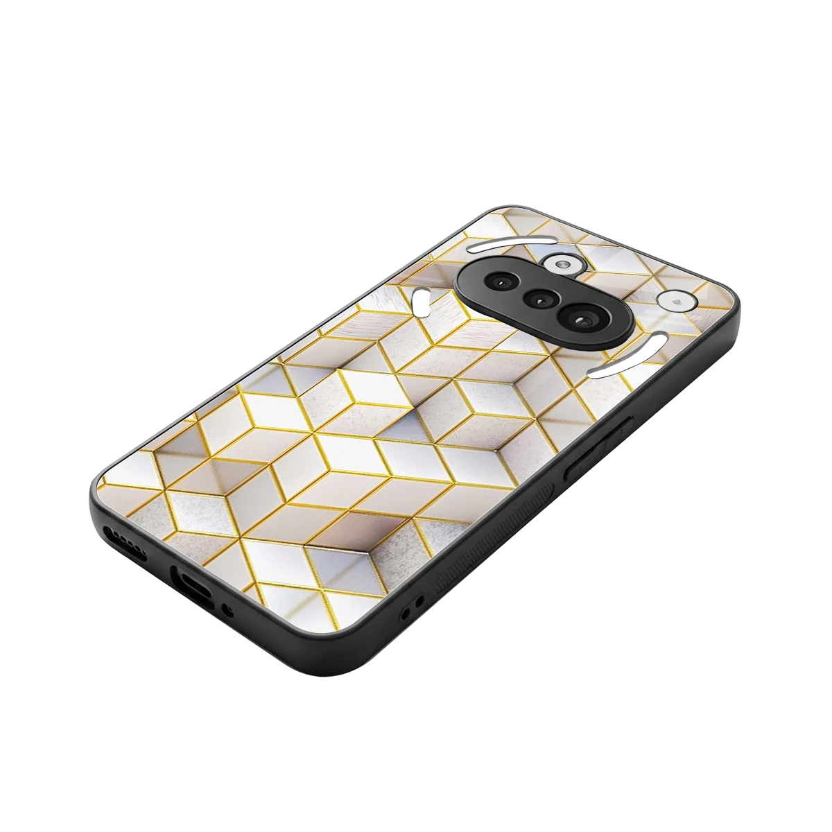 Golden Geometry stylish phone case for nothing phone 3a | glossy glass and slim fit