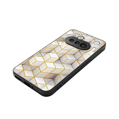 Golden Geometry stylish phone case for nothing phone 3a | glossy glass and slim fit