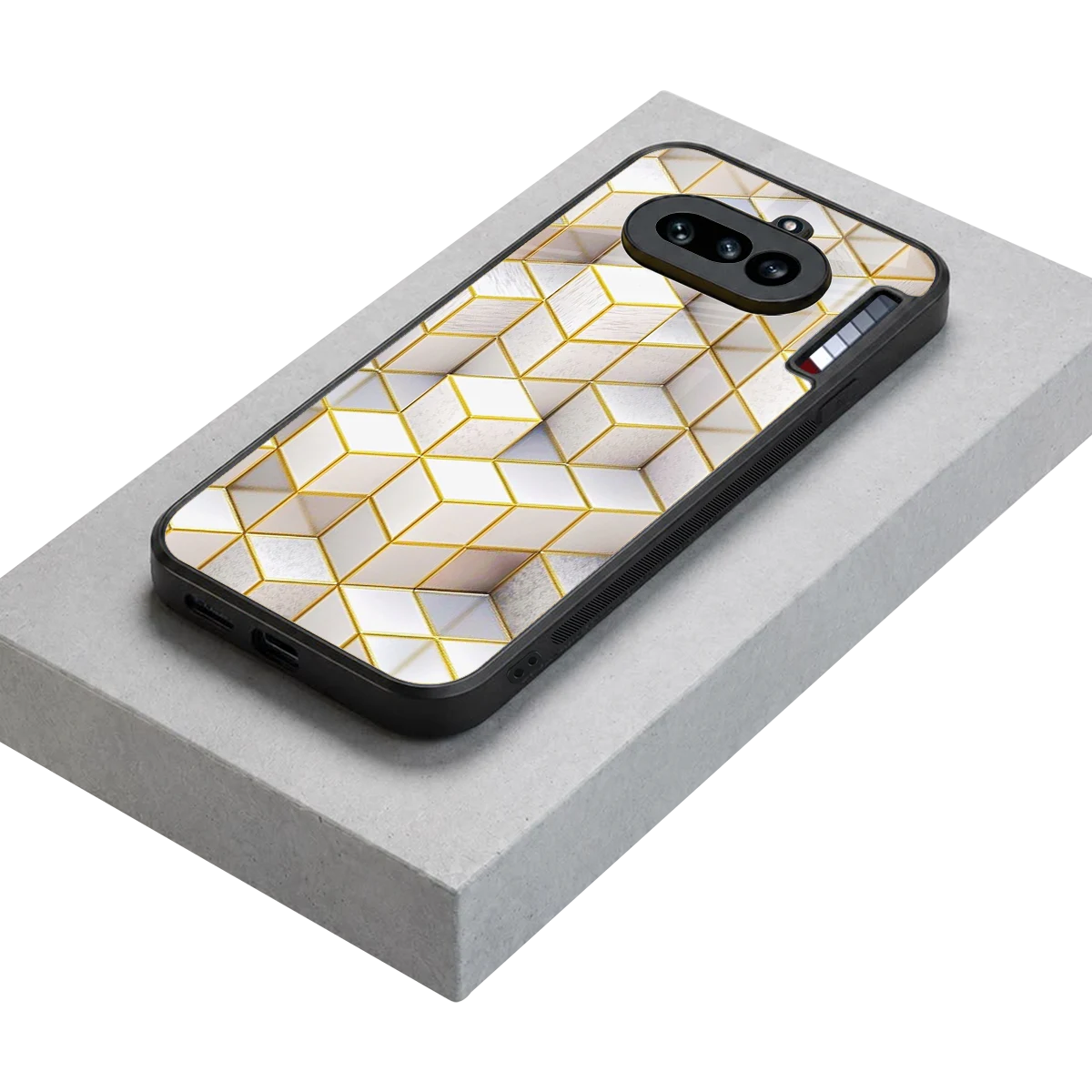 Golden Geometry stylish phone case for nothing phone 4a | glossy glass and slim fit