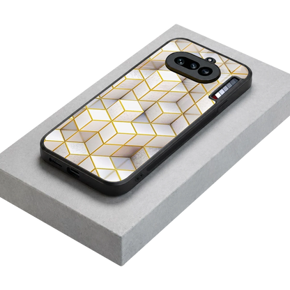 Golden Geometry stylish phone case for nothing phone 4a | glossy glass and slim fit