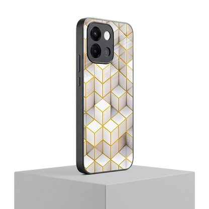 Golden Geometry oneplus 13s mobile cover | shockproof glass phone case