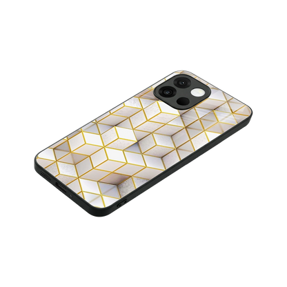 Golden Geometry stylish phone case for oneplus 13s | glossy glass and slim fit