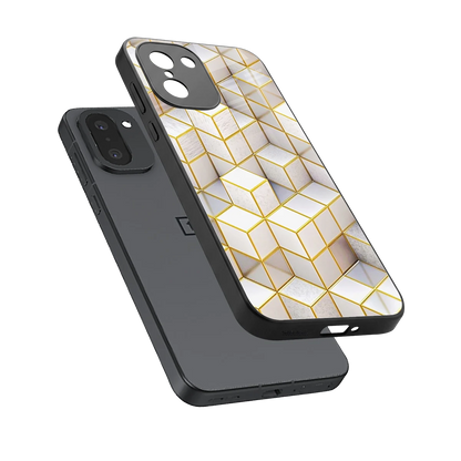 Golden Geometry sleek oneplus 15r cover with tempered glass back and TPU edges