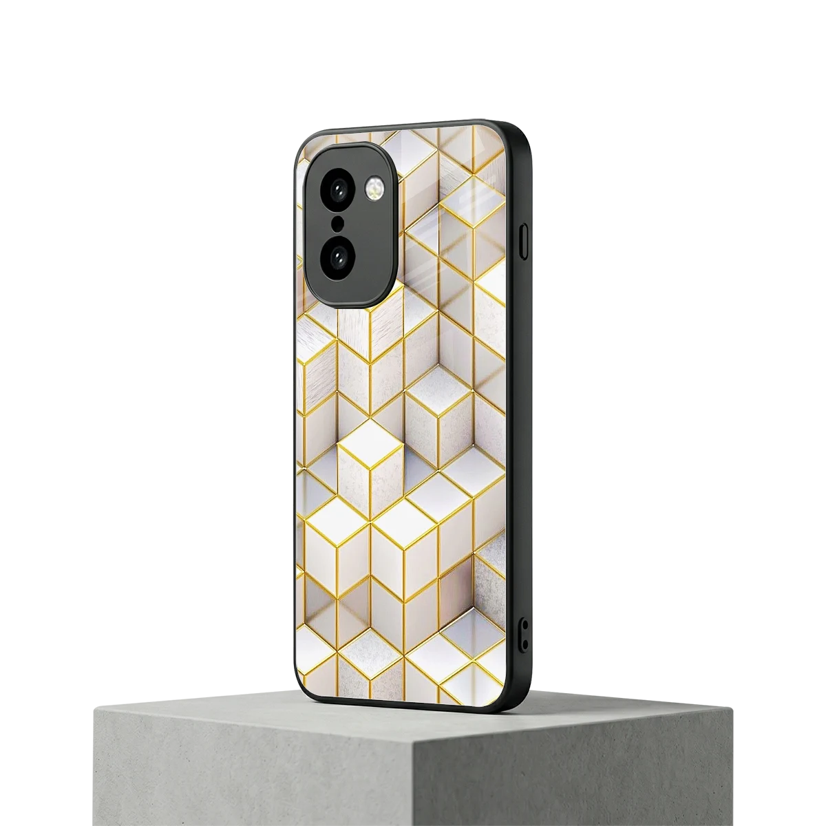 Golden Geometry oneplus 15r mobile cover | shockproof glass phone case