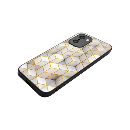 Golden Geometry stylish phone case for oneplus 15r | glossy glass and slim fit