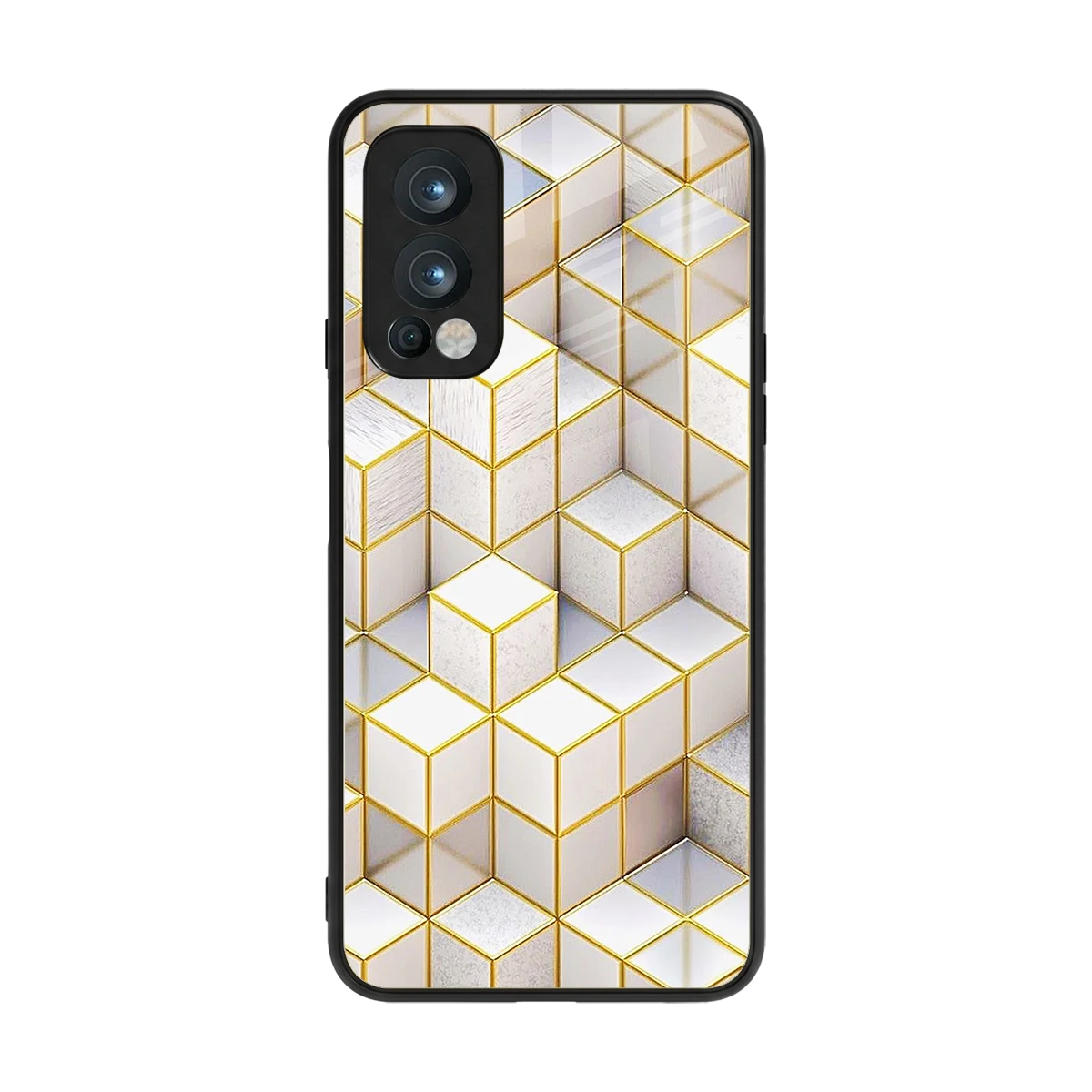 Golden Geometry back phone cover | glass case for oneplus nord 2