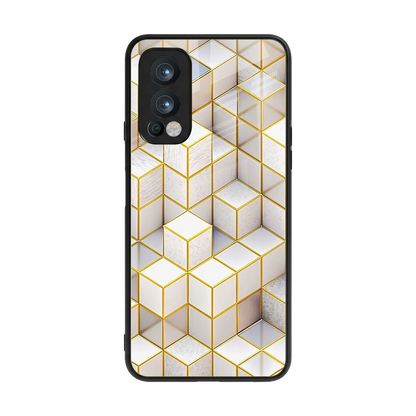 Golden Geometry back phone cover | glass case for oneplus nord 2