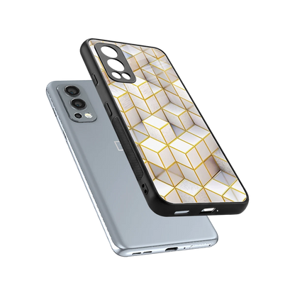 Golden Geometry sleek oneplus nord 2 cover with tempered glass back and TPU edges