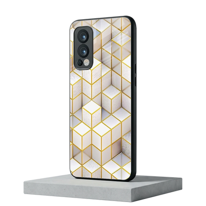 Golden Geometry oneplus nord 2 mobile cover | shockproof glass phone case