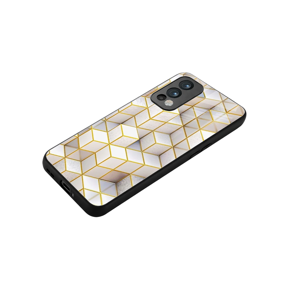 Golden Geometry stylish phone case for oneplus nord 2 | glossy glass and slim fit