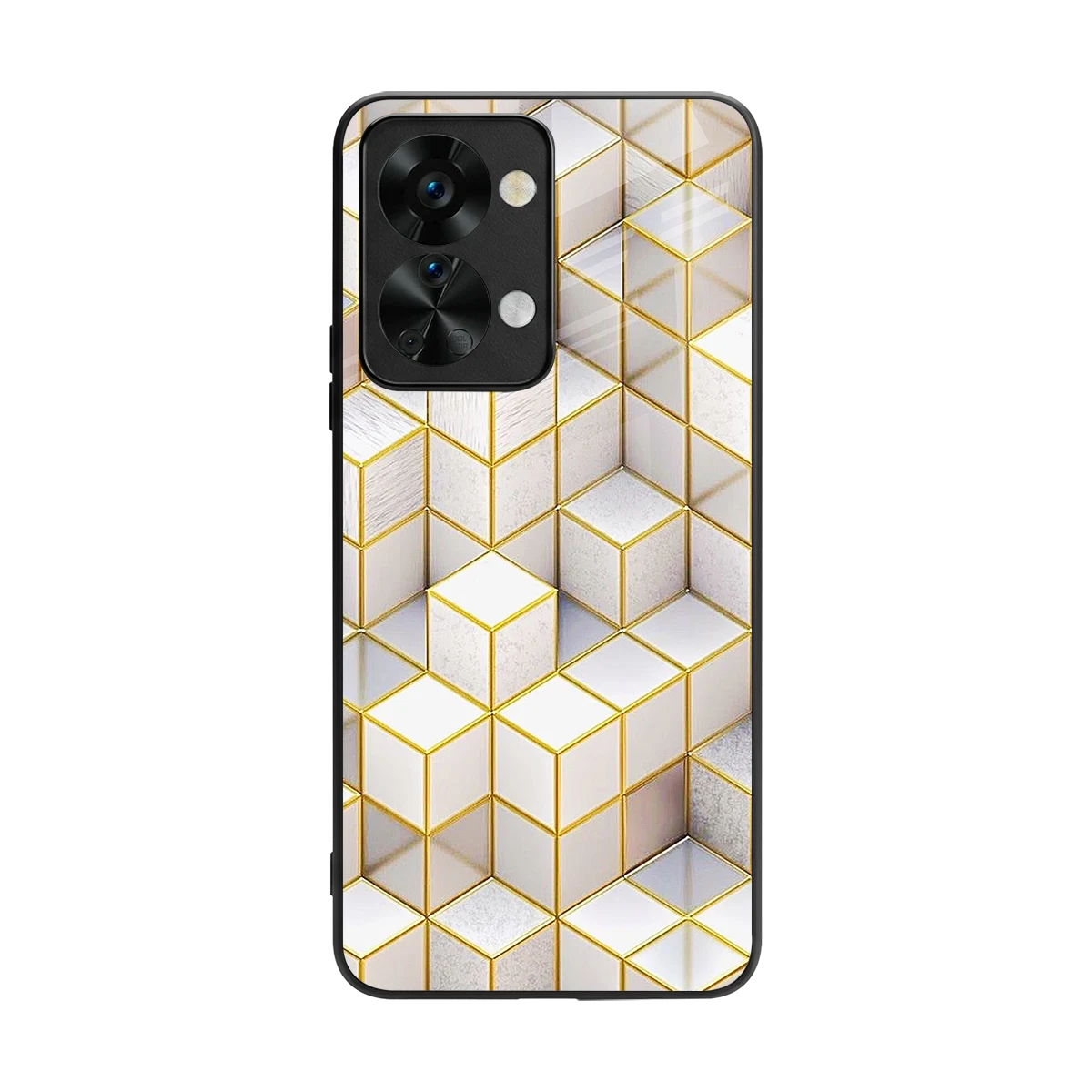 Golden Geometry back phone cover | glass case for oneplus nord 2t