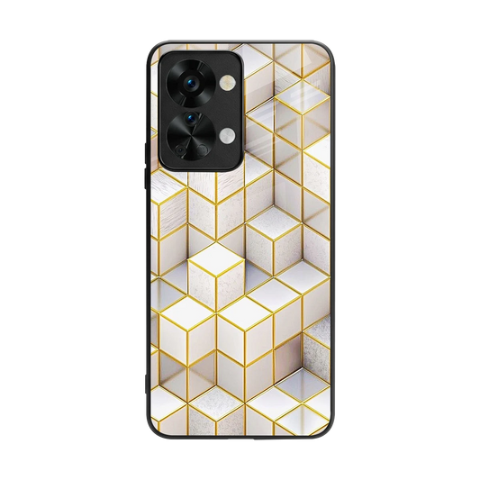 Golden Geometry back phone cover | glass case for oneplus nord 2t