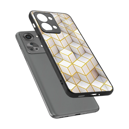 Golden Geometry sleek oneplus nord 2t cover with tempered glass back and TPU edges