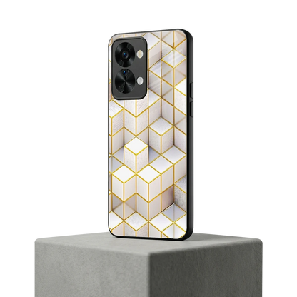 Golden Geometry oneplus nord 2t mobile cover | shockproof glass phone case