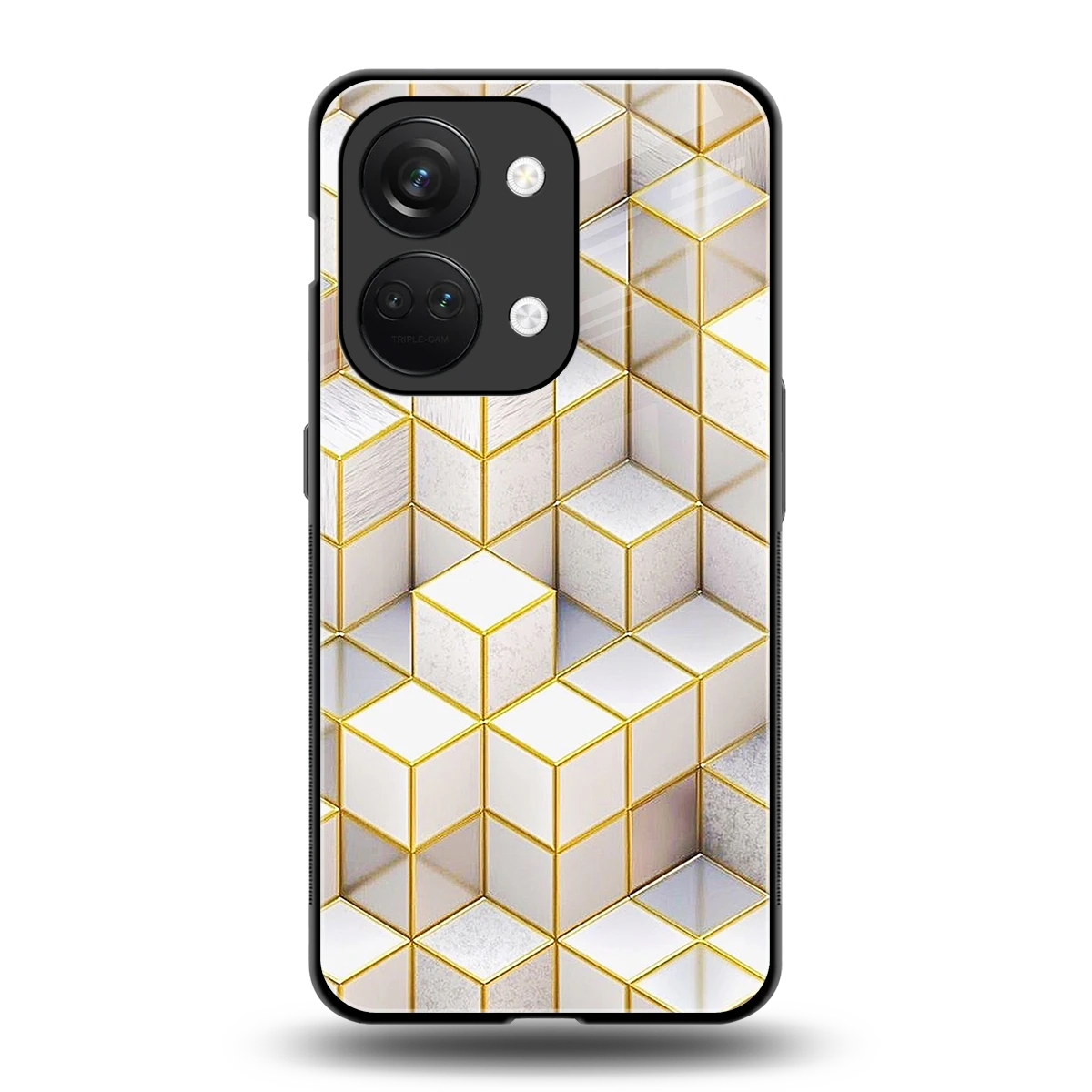 Golden Geometry back phone cover | glass case for oneplus nord 3