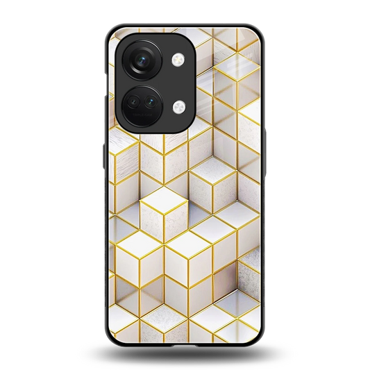 Golden Geometry back phone cover | glass case for oneplus nord 3