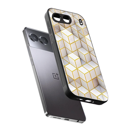 Golden Geometry sleek oneplus nord 4 cover with tempered glass back and TPU edges