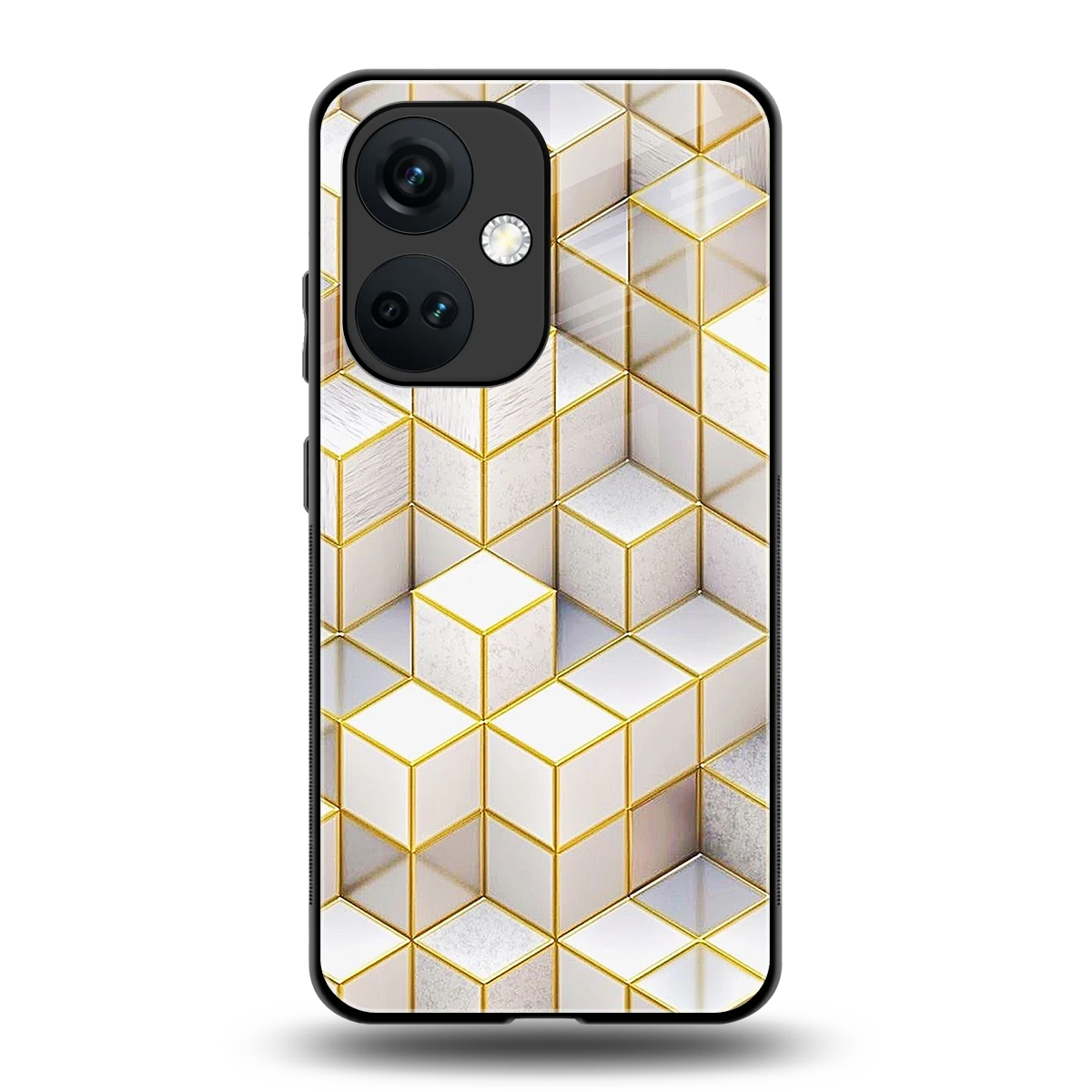 Golden Geometry back phone cover | glass case for oneplus nord ce 3