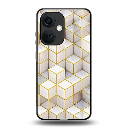 Golden Geometry back phone cover | glass case for oneplus nord ce 3