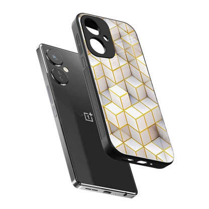 Golden Geometry sleek oneplus nord ce 3 cover with tempered glass back and TPU edges