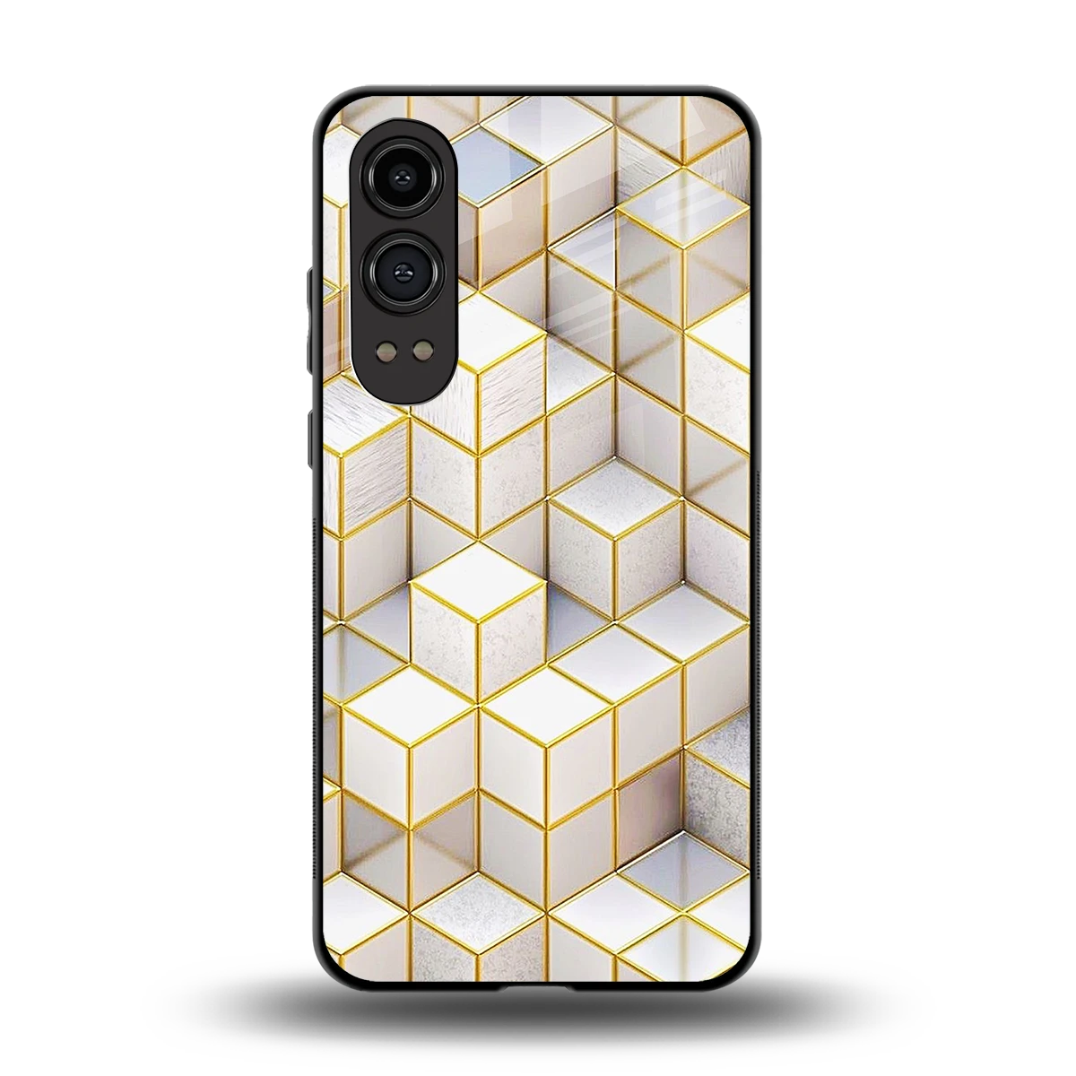Golden Geometry back phone cover | glass case for oneplus nord ce 4 lite