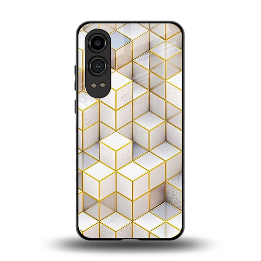 Golden Geometry back phone cover | glass case for oneplus nord ce 4 lite