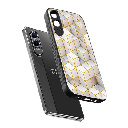 Golden Geometry sleek oneplus nord ce 4 lite cover with tempered glass back and TPU edges