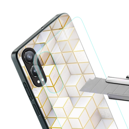 Golden Geometry stylish phone case for oneplus nord ce 4 lite | glossy glass and slim fit