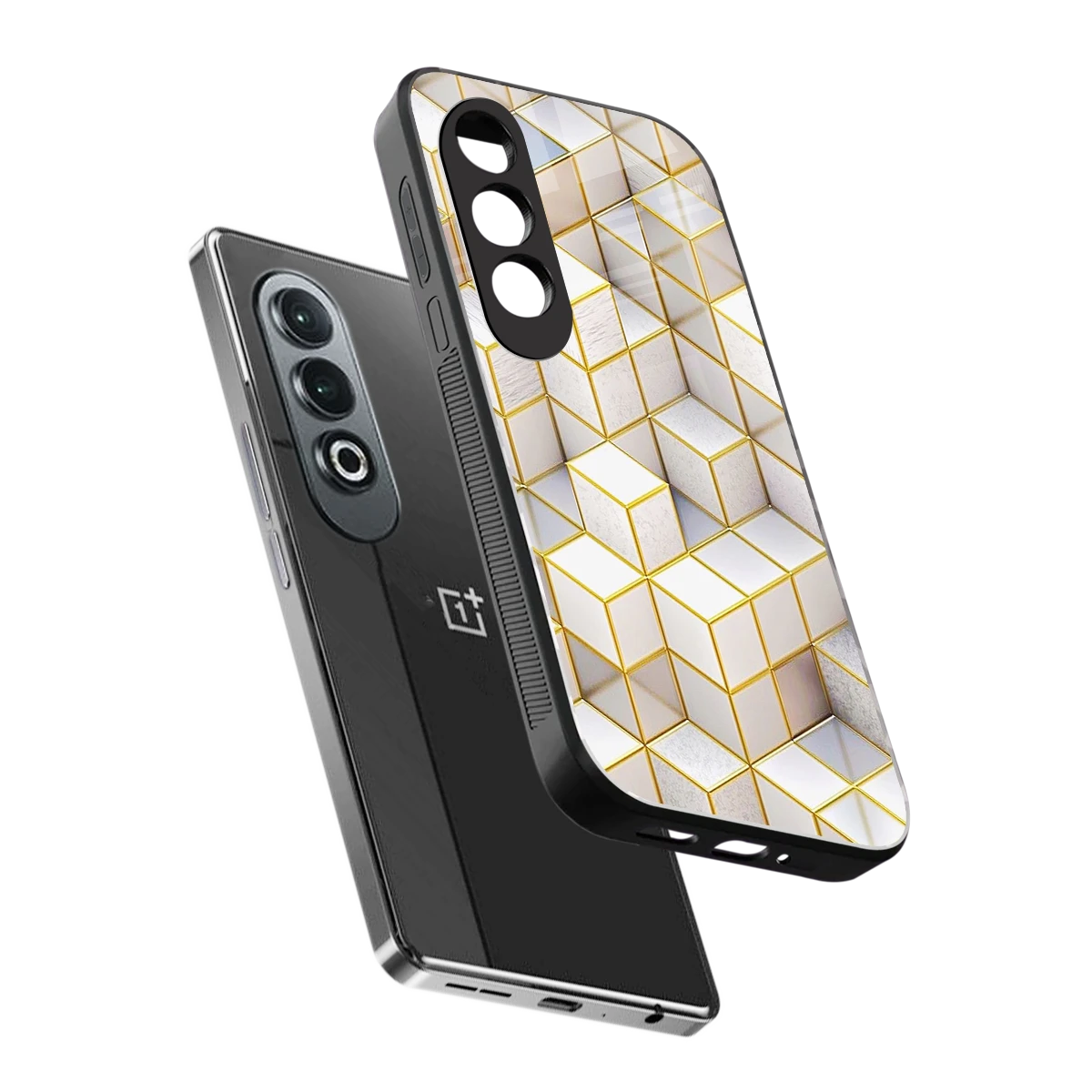 Golden Geometry sleek oneplus nord ce 4 cover with tempered glass back and TPU edges