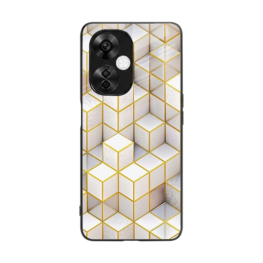 Golden Geometry back phone cover | glass case for oneplus nord ce 3 lite