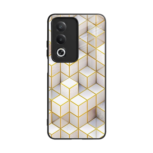 Golden Geometry back phone cover | glass case for oppo a3 pro