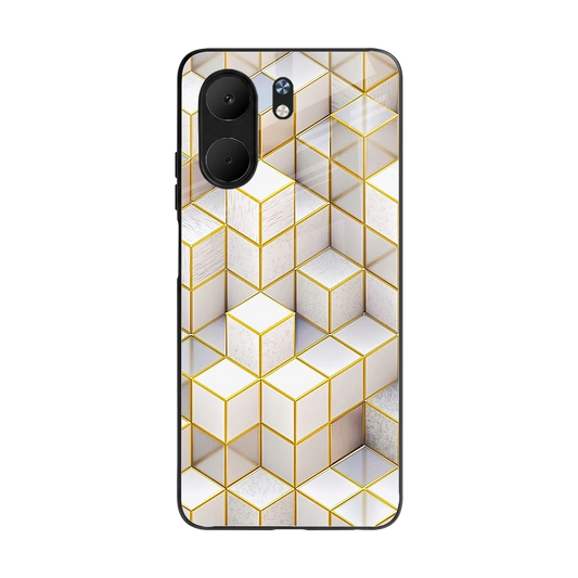 Golden Geometry back phone cover | glass case for oppo a5x 5g