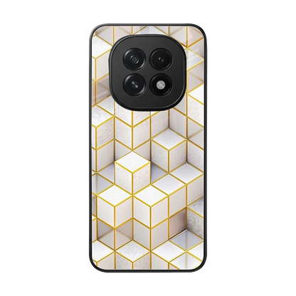 Golden Geometry back phone cover | glass case for oppo f29 5g