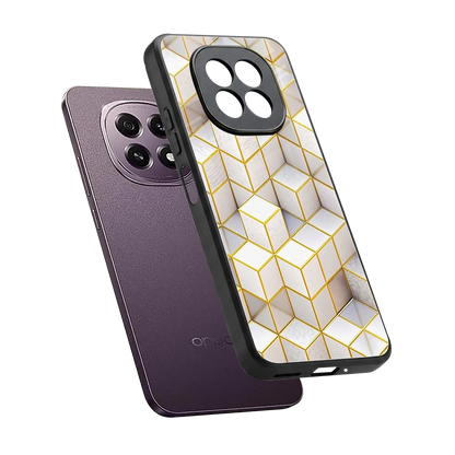 Golden Geometry sleek oppo f29 5g cover with tempered glass back and TPU edges
